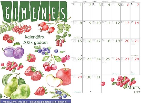 2 Ģimenes kalendāri 2027. gadam