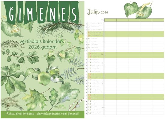 Vertikālais Ģimenes kalendārs 2026. gadam
